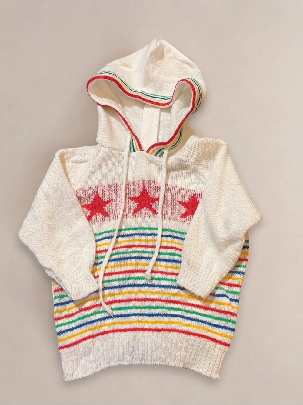 Vintage Carter’s Rainbow Star Hooded Sweater – 6 Months